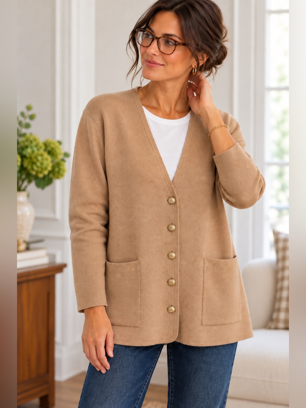 J.Crew | Giselle V-Neck Sweater-Blazer | Camel | Small